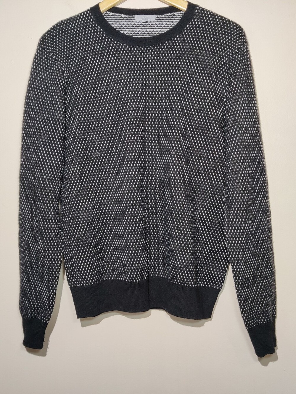Kier + J Womens Wool Cashmere Crewneck Pullover Sweater Medium Black White Knit